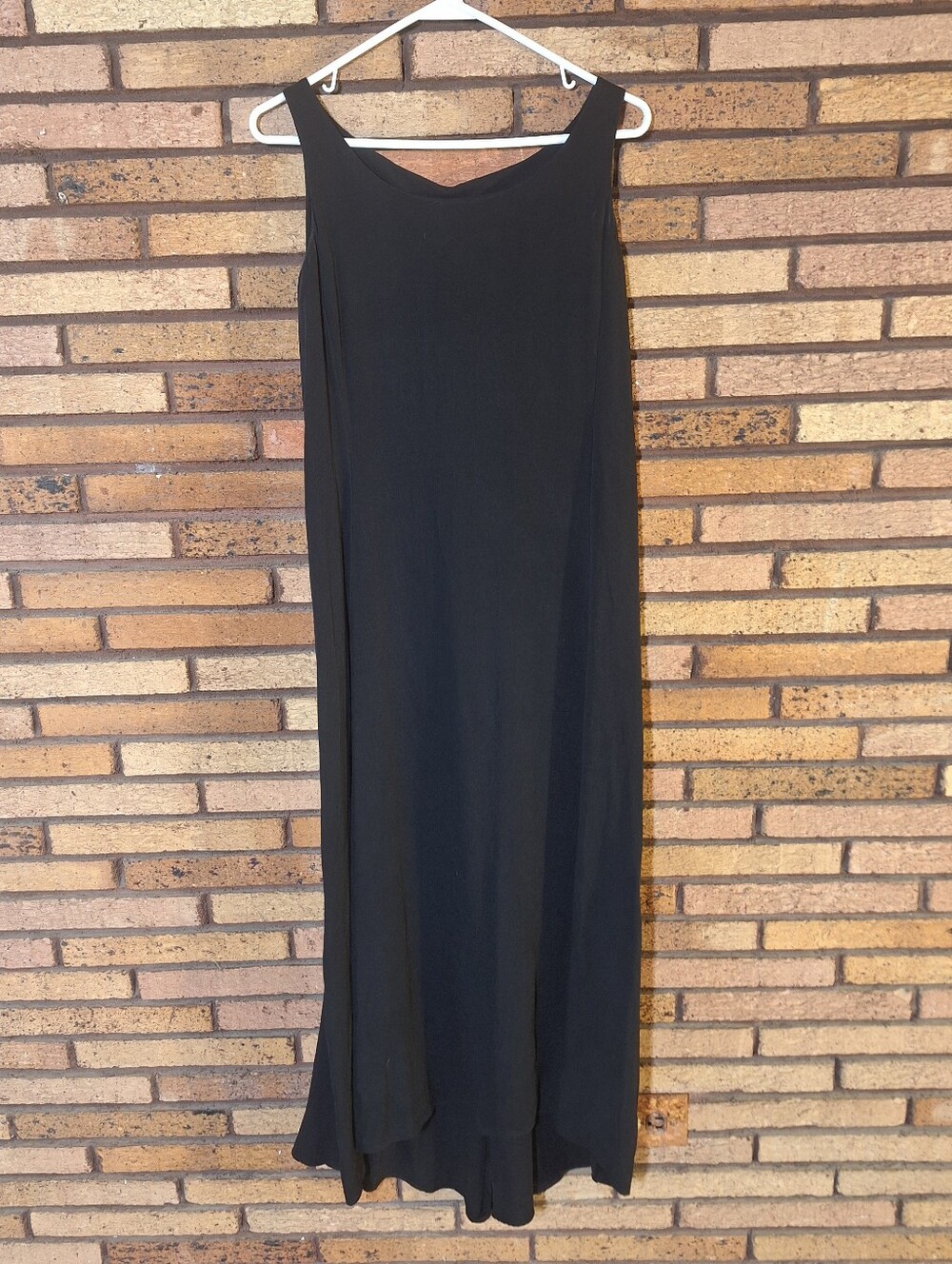 Eileen Fisher Small Black 100% Silk Midi Sleeveless Dress